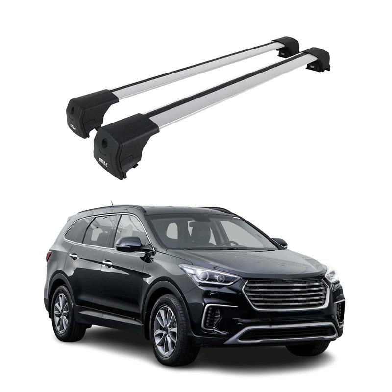 Alu Roof Racks Cross Bars Carrier for Hyundai Santa Fe 3.gen 2013-2018 Gray 2x