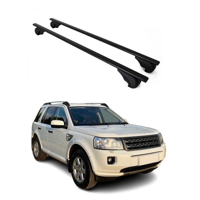 Roof Rack Cross Bars Durable for Land Rover LR2 2008-2015 Metal Black 2Pcs