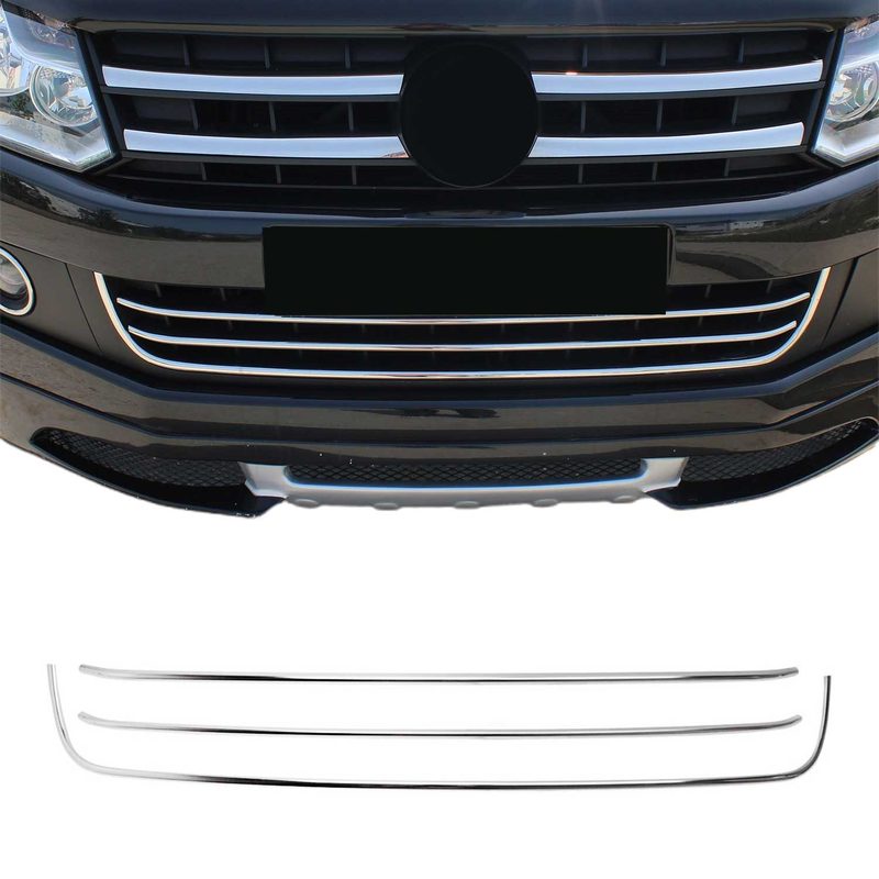 2010-2016 VW Amarok Front Bumper Grill Trim Molding Stainless Steel Silver 3 Pcs
