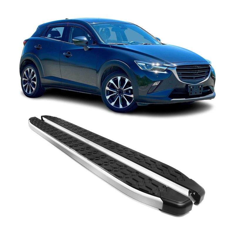 2016-2021 Mazda CX-3 Running Boards Side Steps Silver & Black