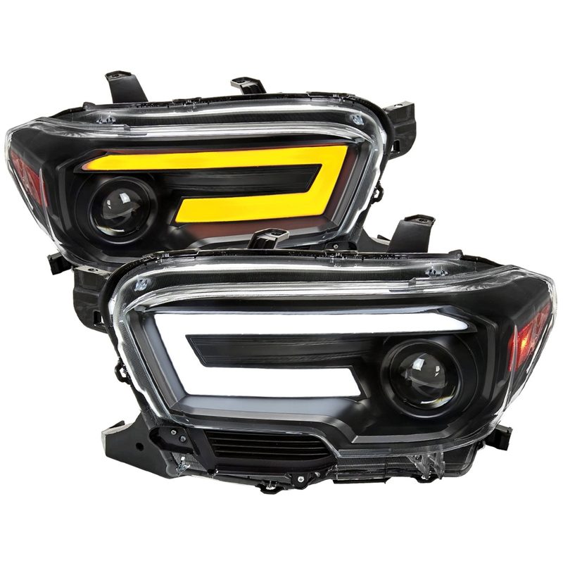 2016-2023 Toyota Tacoma Sequential LED Bar Projector Headlights Matt Black