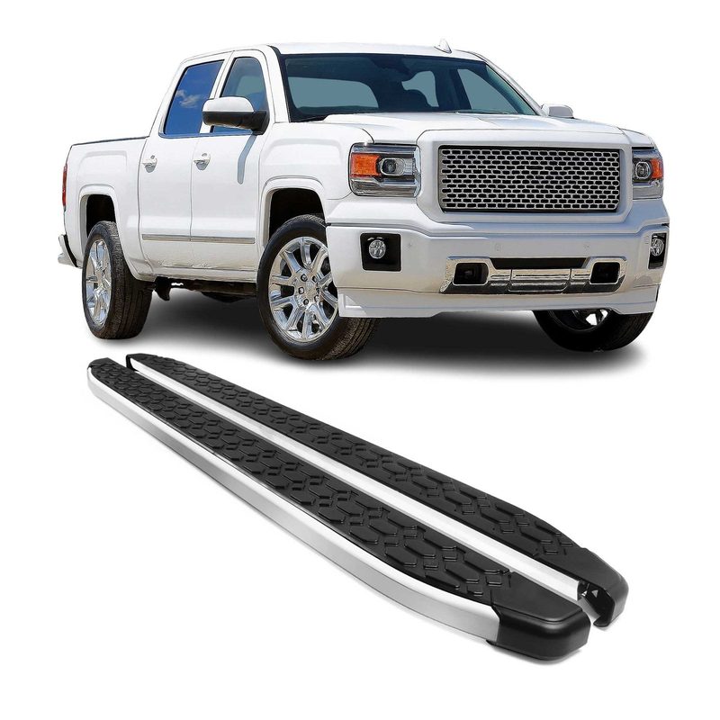 2014-2018 GMC Sierra 1500 2500HD 3500HD Running Boards Side Steps Silver & Black