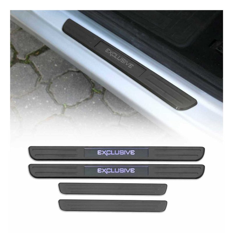 2018-2024 VW Tiguan Door Sill Scuff Plate Illuminated Brushed Stainless Steel Dark 4x