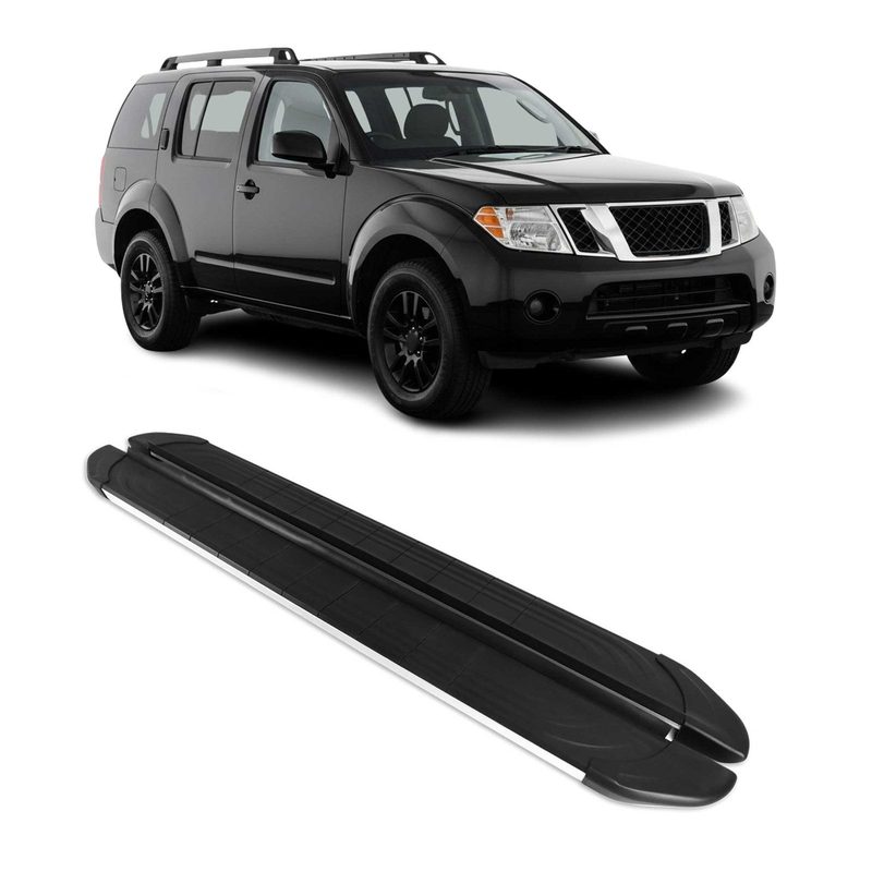 2005-2012 Nissan Pathfinder Running Boards Side Steps Silver & Black