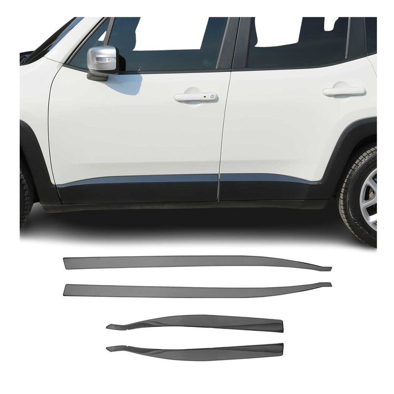 2015-2024 Jeep Renegade Side Door Molding Trim Skirt Garnish 4 Steel Dark 4Pcs