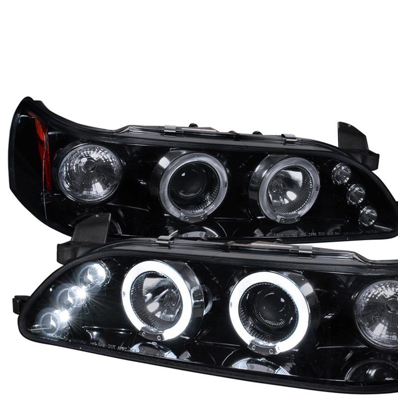 1993-1997 Toyota Corolla Dual Halo Projector Headlights Glossy Black/Smoke