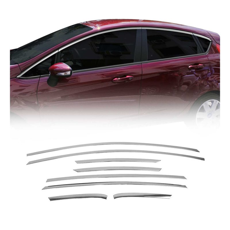 2011-2019 Ford Fiesta Upper Window Molding Trim Streamer Stainless Steel Silver 8 Pcs