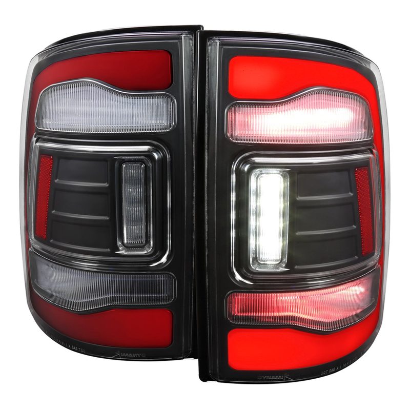 2009-2018 Dodge RAM 1500 2500 3500 Red LED Bar Tail Lights Matt Black