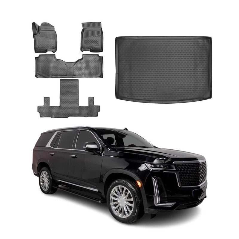 2021-2026 Cadillac Escalade ESV Floor Mats & Cargo Liner Full Set Black