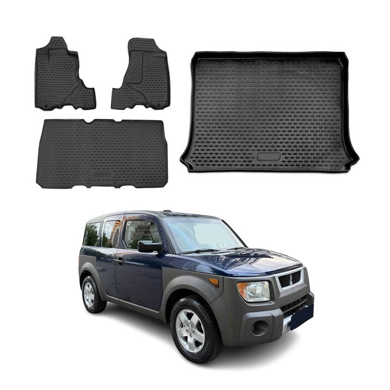 2003-2008 Honda Element Floor Mats & Cargo Liner Full Set All Weather Black