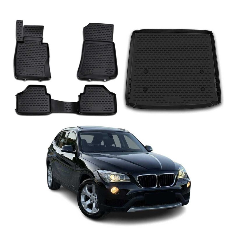 2010-2015 BMW X1 E84 Floor Mats & Cargo Liner Full Set All Weather Black