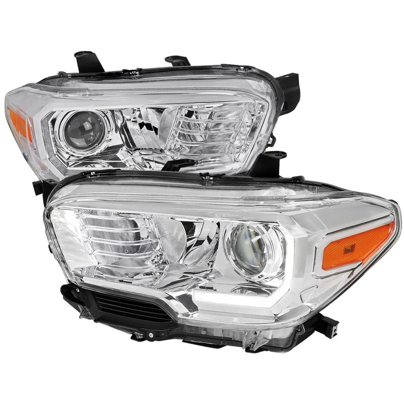 2016-2023 Toyota Tacoma LED Bar Projector Headlight Chrome/Clear Lens