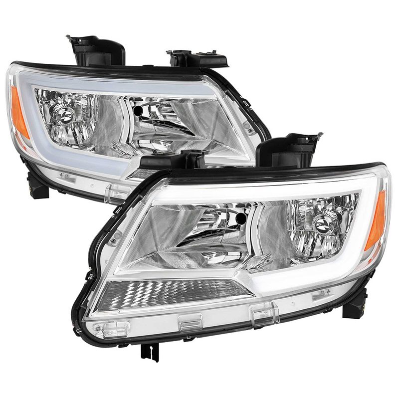 For Chevrolet Colorado 2015-2022 Headlights Switchback LED Bar Turn Signal Chrome Housing Clear Lens