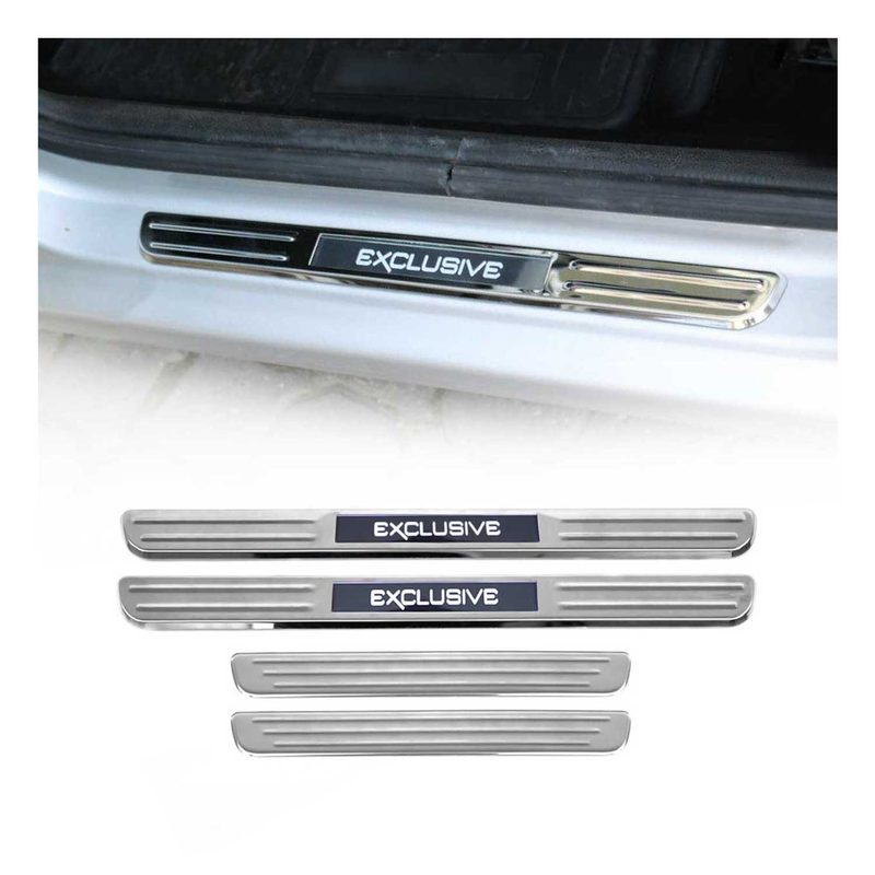 Mercedes CLA Class Door Sill Scuff Plate Illuminated Exclusive Stainless Steel Silver 4Pcs