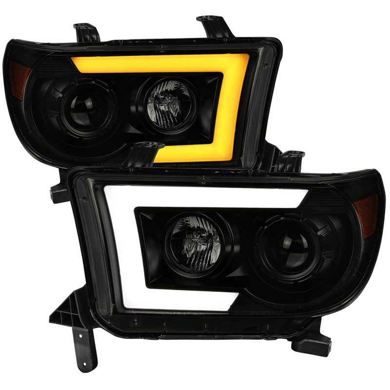 2007-2013 Toyota Tundra/ 08-2017 Sequoia LED CBar Projector Headlights Black