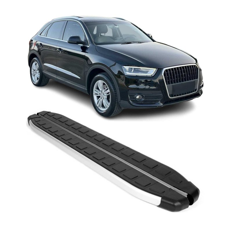 2013-2018 Audi Q3 / Q3 Quattro Running Boards Side Steps Silver & Black
