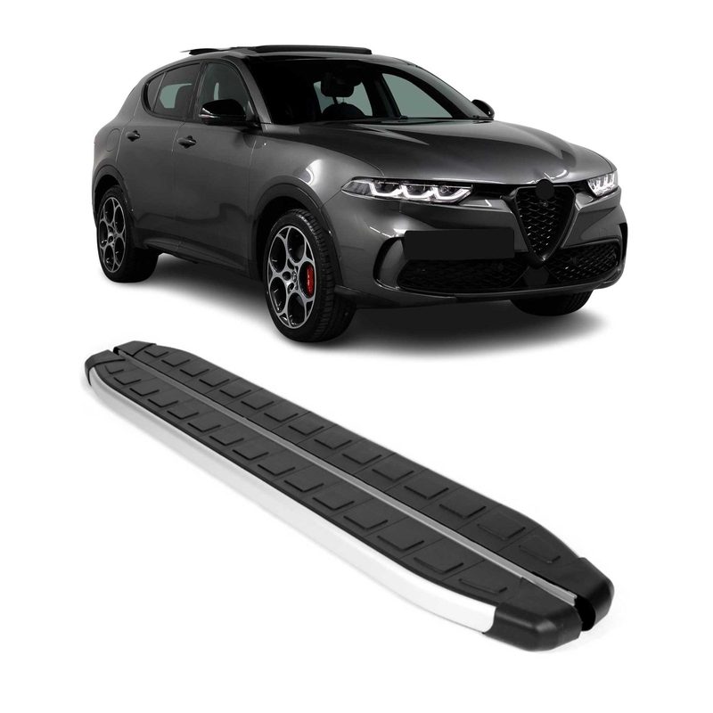 2023-2026 Alfa Romeo Tonale Running Boards Side Steps Silver & Black