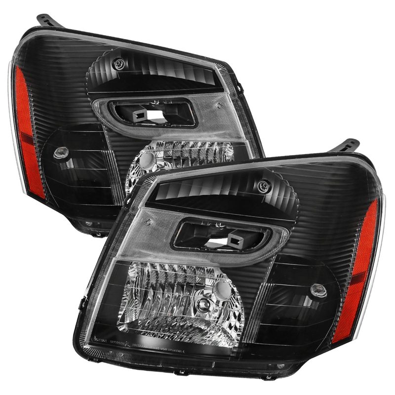 2005-2009 Chevy Equinox Factory Headlights w/Amber Reflector Matt Black/Clear