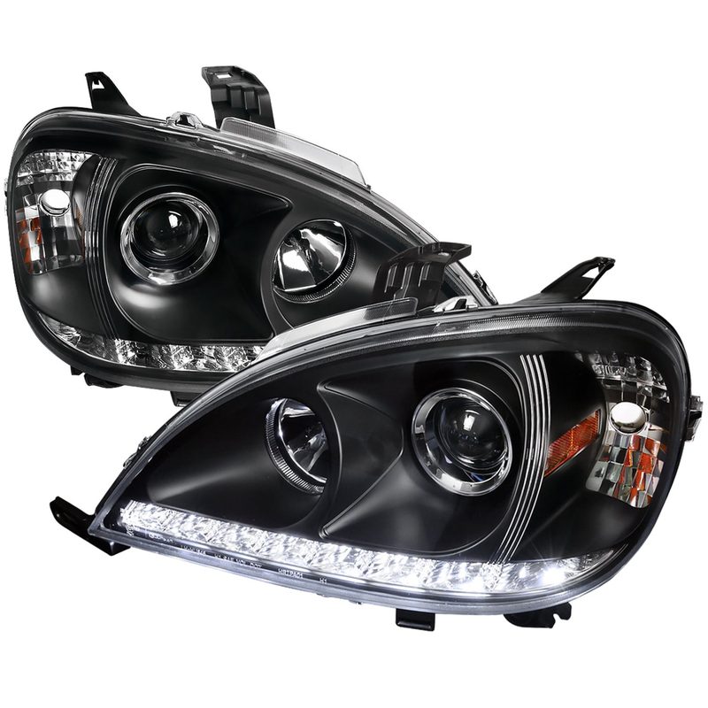 1998-2001 Mercedes Benz W163 ML Class Projector Headlights SMD LED Light Black
