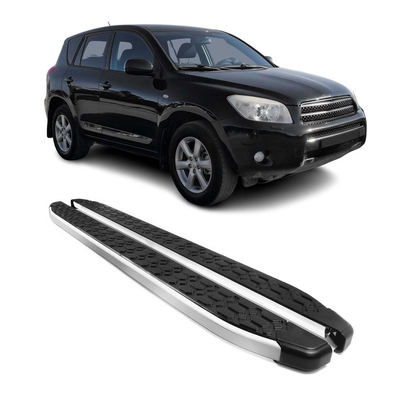 2006-2012 Toyota RAV4 Running Boards Side Steps Silver & Black