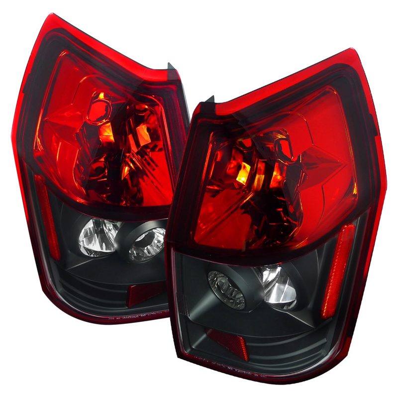 2005-2008 Dodge Magnum Tail Lights Matte Black Housing/Red Clear Lens