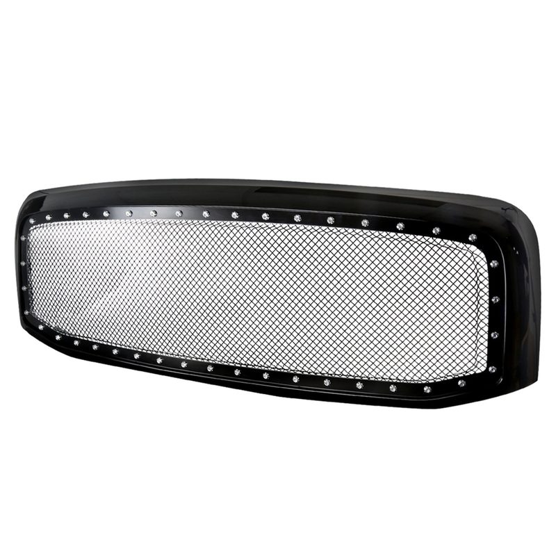 2006-2008 Dodge RAM Glossy Black ABS Rivet Style Grille w/ S.Steel Mesh