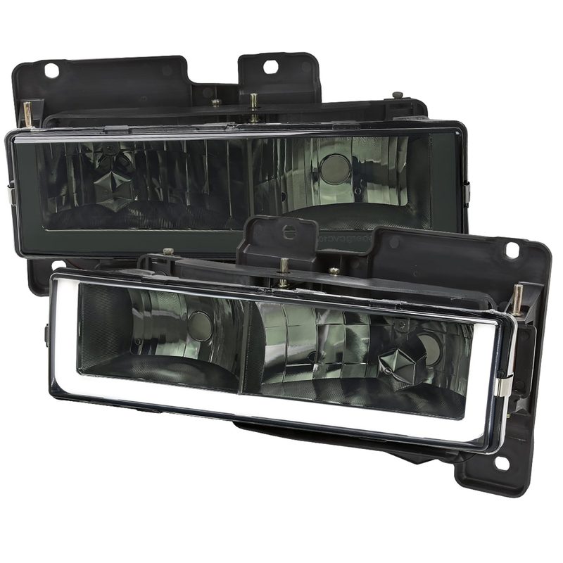 1988-1998 Chevy C10/Tahoe/Sierra/Yukon/Suburban LED Headlights Chrome Smoke