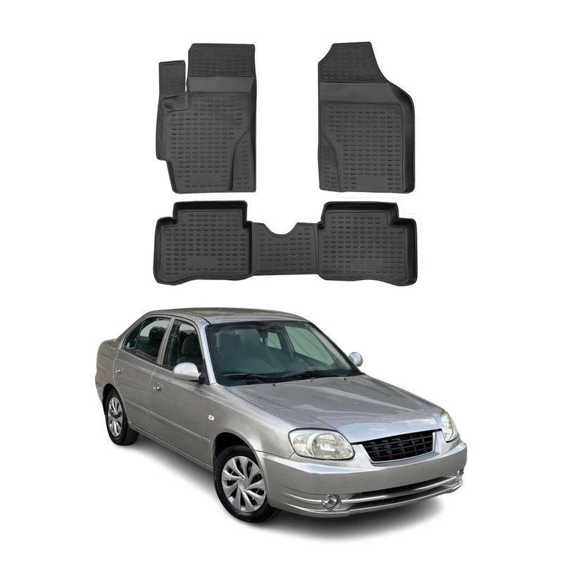 2006-2011 Hyundai Accent Floor Mats Liners Full Set All Weather Black