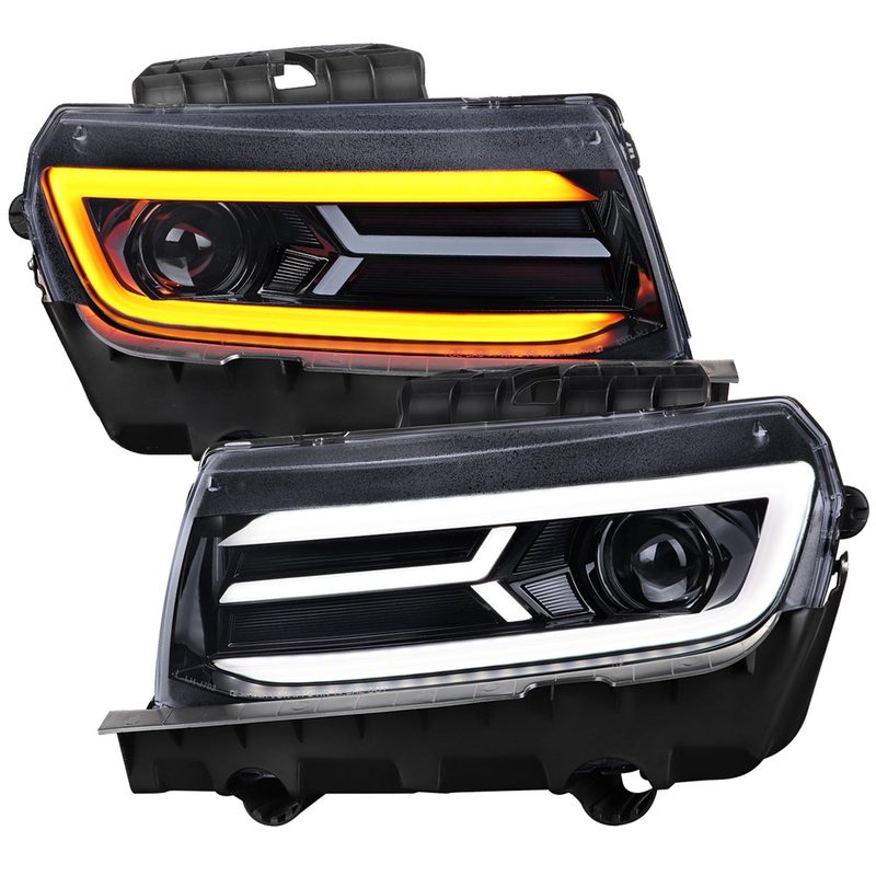 2014-2015 Chevy Camaro LED Projector Headlights Turn Signal Lights Smoke