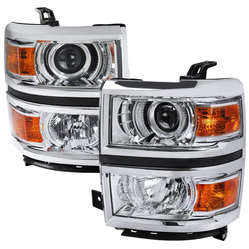 2014-2015 Chevy Silverado 1500 Projector Headlights Chrome/Clear Lens