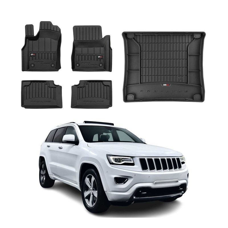 2013-2015 Jeep Grand Cherokee Premium Floor Mats & Cargo Liner Full Set All Weather Heavy Duty Black