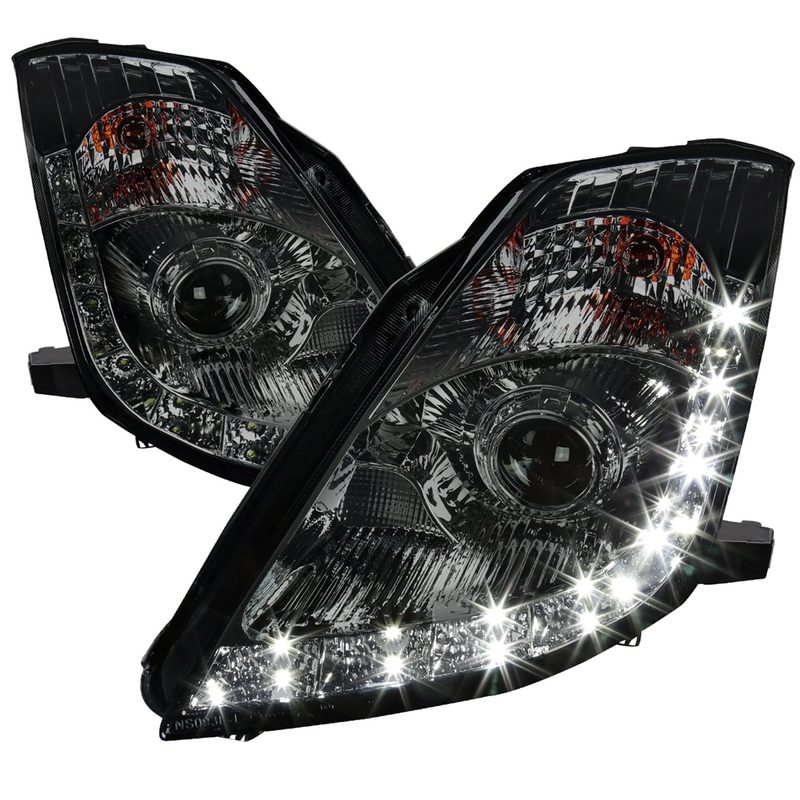 2006-2009 Nissan 350Z SMD LED Light Strip Projector Headlights Chrome/Smoke