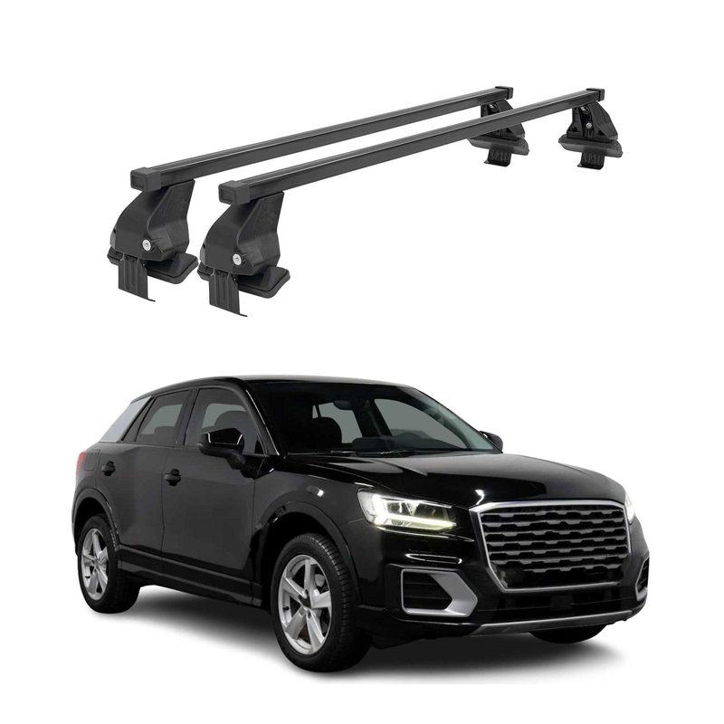 Smooth Roof Racks Cross Bars Luggage Carrier for Audi Q2 2018-2024 Black 2x