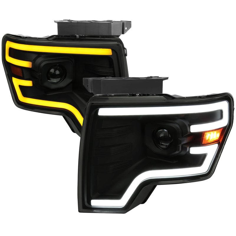 2009-2014 Ford F-150 Sequential LED Turn Signal Projector Headlights Smoke