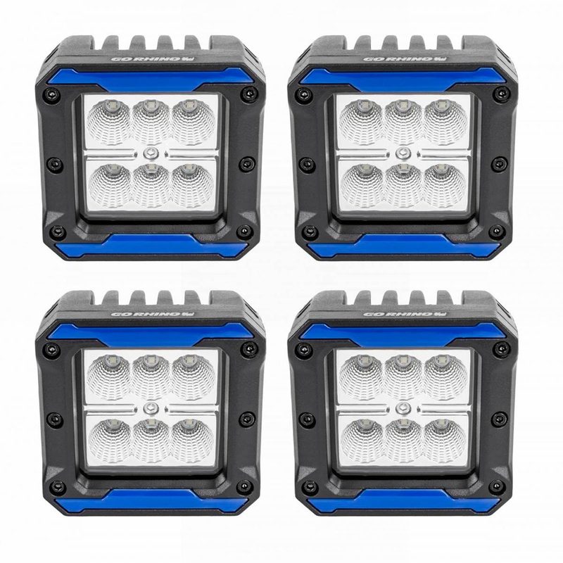 Faros Cuadrados de 3" GR Bright Series c/Inserto de plastico 2 pares Flood