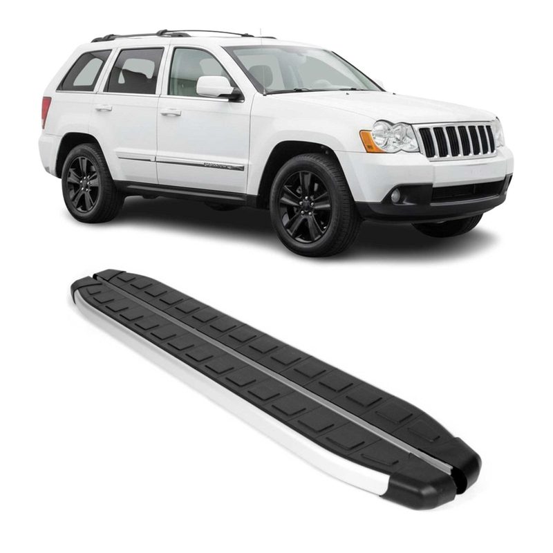 2005-2010 Jeep Grand Cherokee Running Boards Side Steps Silver & Black