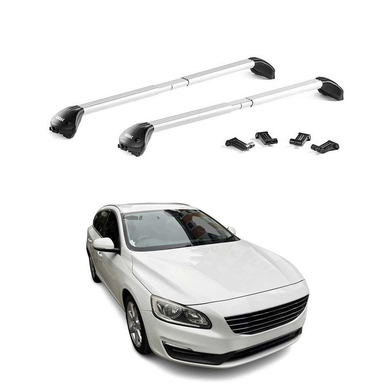 2015-2018 Volvo V60 Roof Rack Cross Bars Silver Luggage Carrier 2 Pcs