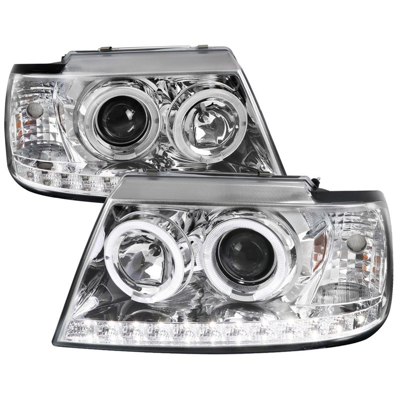 2002-2005 Ford Explorer Dual Halo Projector Headlights Chrome/Clear Lens