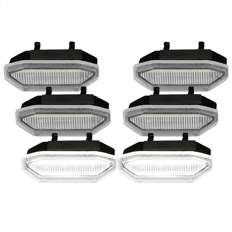 2015-2017 Ford Mustang Front Grille LED Driving Lights - 6PC Chrome/Clear Lens