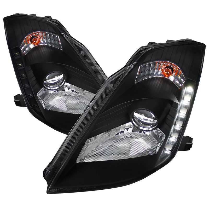 2003-2005 Nissan 350Z Projector Headlights Matte Black Housing/Clear Lens