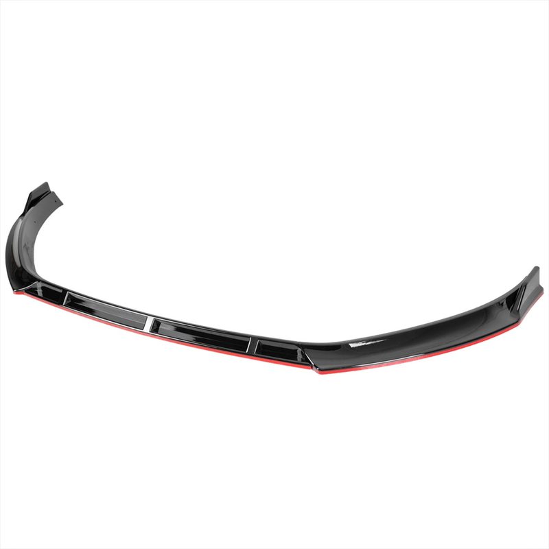 2014-2017 VW Golf Glossy Black/Red Trim 3Pcs Front Bumper Lip Splitter Kit