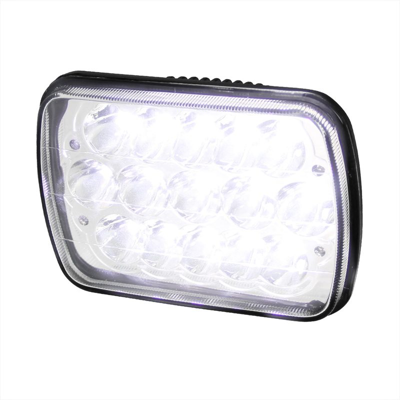 Universal 7"x6" 15-LED Sealed Beam Headlights w/ H4 Plug Black Alu Housing/PMMA