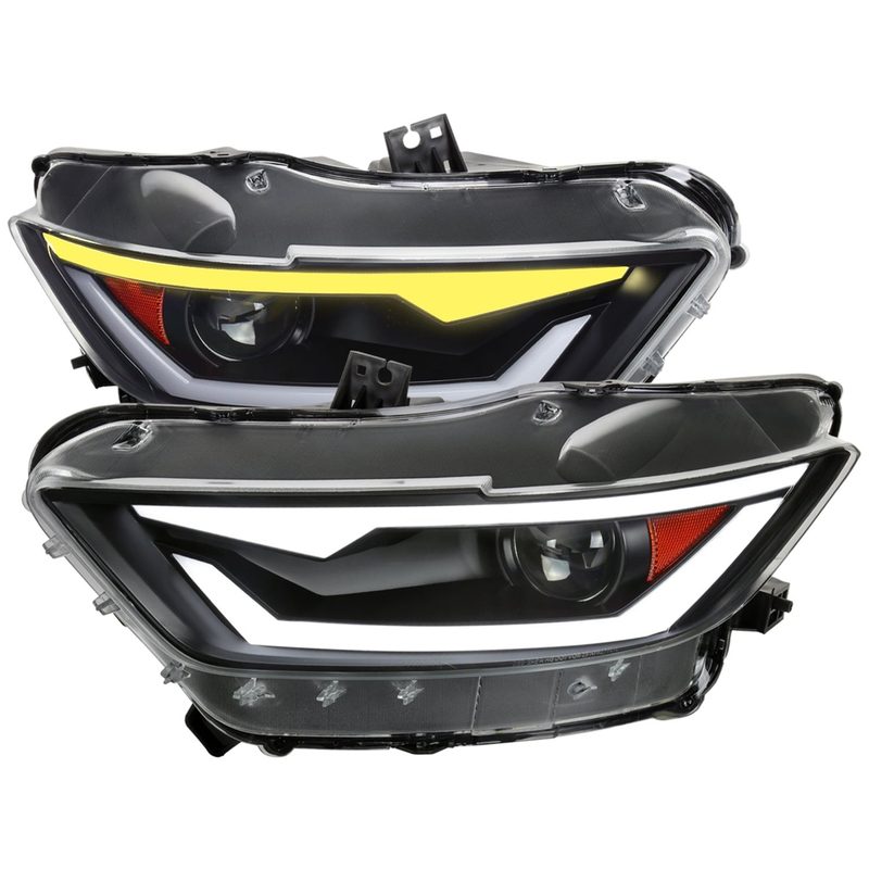 2015-2017 Ford Mustang/2018-2020 Shelby HID/Xenon LED Signal Headlights Black