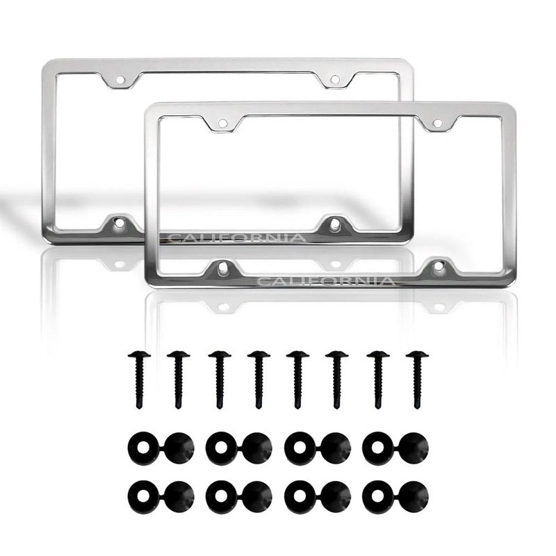 CALIFORNIA Print License Plate Frame Tag Holder Chrome S. Steel 2 Pcs.