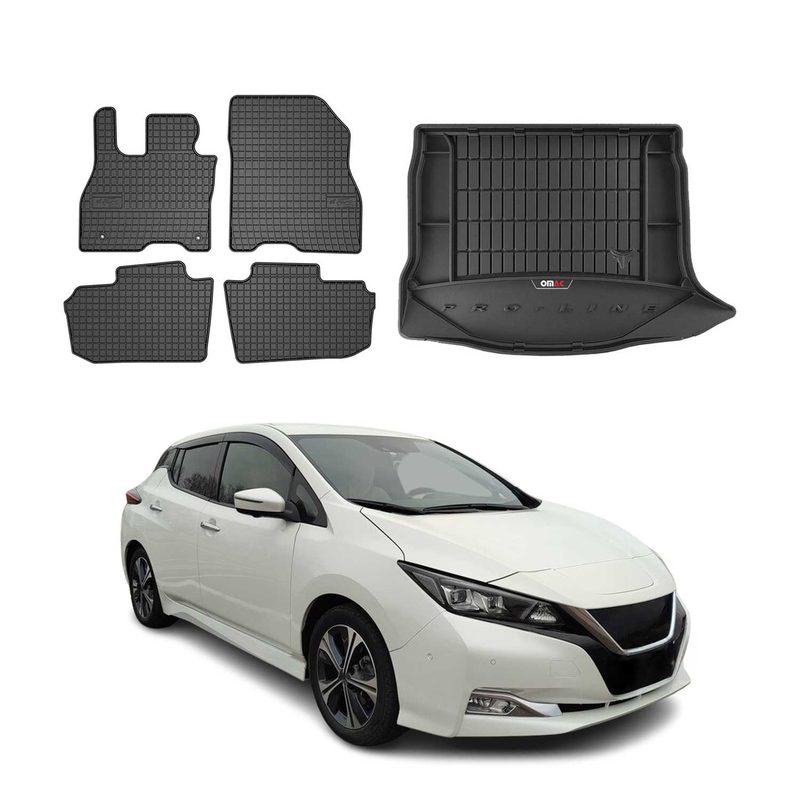 2018-2025 Nissan Leaf Premium Floor Mats & Cargo Liner Full Set All Weather Heavy Duty Black