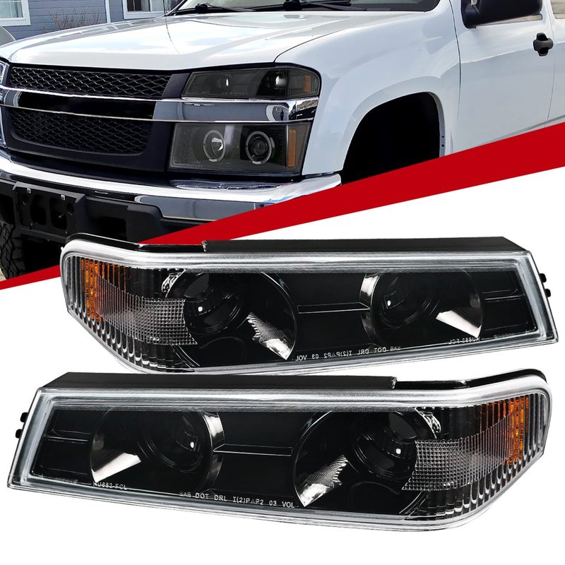 2004-2012 Chevy Colorado GMC Canyon Corner Lights Jet Black/Clear Lens