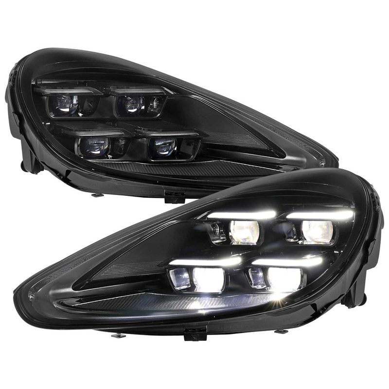 For Porsche Cayenne 958.2 2015-2017 Matrix LED Projector Headlights DRL Dynamic Black Clear Lens Glossy Trim