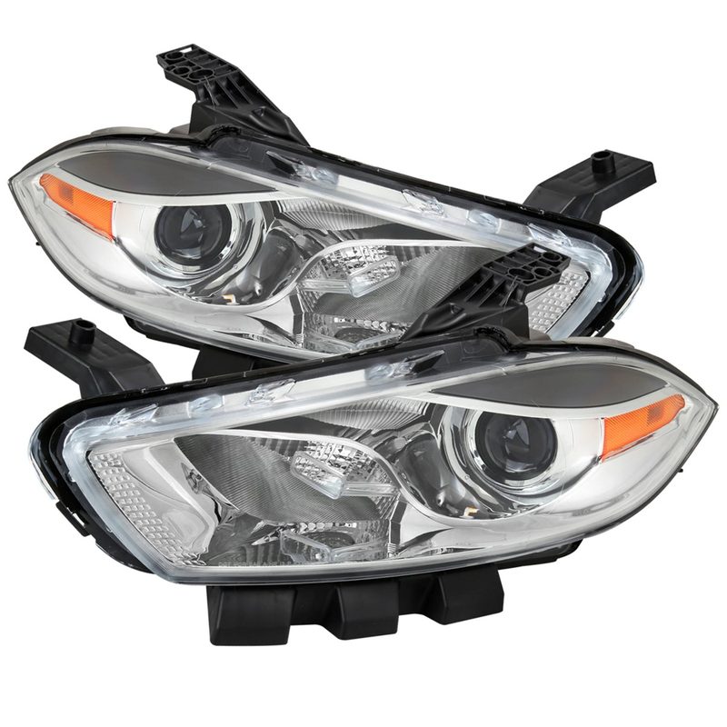 2013-2016 Dodge Dart Factory Headlights w/Projector High/Low Beam Chrome/Clear