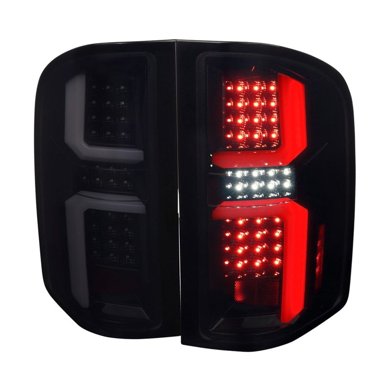 2007-2013 Chevy Silverado 1500 2500HD 3500HD LED Tail Lights White Bar Smoke