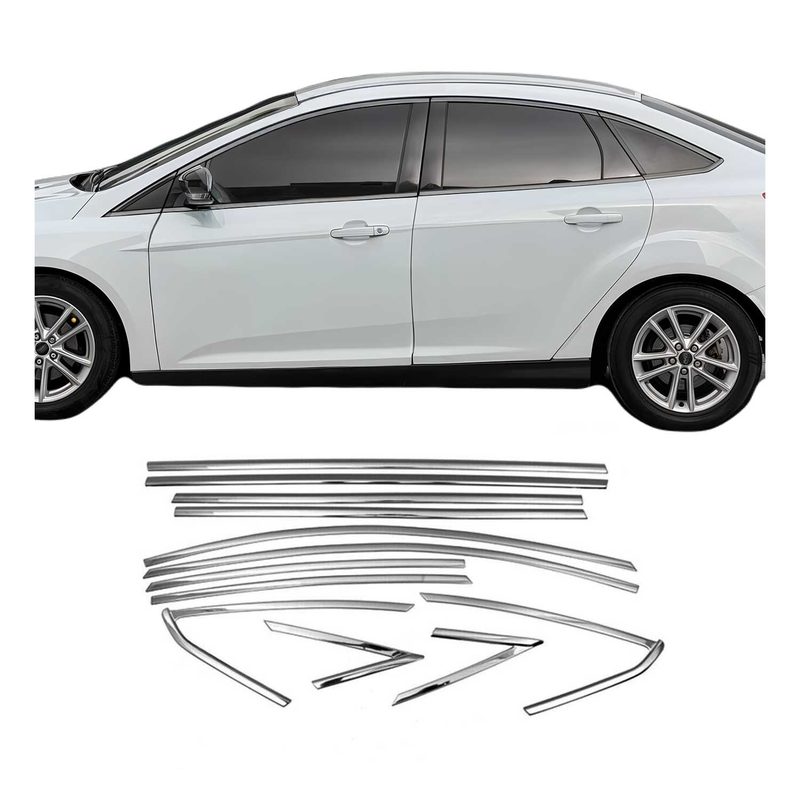 2012-2018 Ford Focus Sedan Window Molding Trim Streamer Stainless Steel